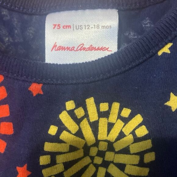 Hanna Andersson printed navy sleeveless dress size 12-18 months #752 - Picture 3 of 5